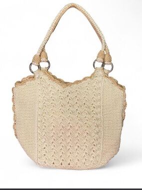 Y2K Vintage The Sak 120 Cream Crochet Hobo Shoulder Tote